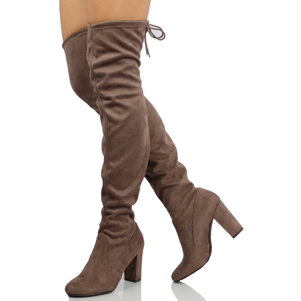 Size 8.5 Taupe faux suede over the knee block heel boot - Picture 5 of 6